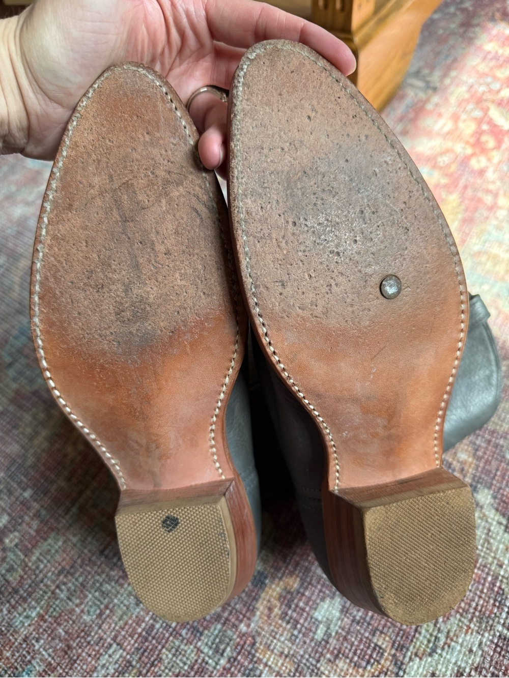 Dingo 8.5 D Gray Leather Western Boots with Wood Heel - Picture 9 of 10